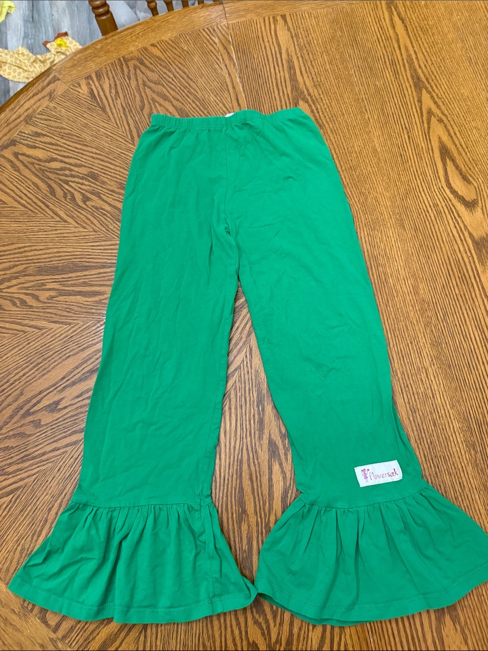 FlowerSak Flower Sak Girls Kids' Green Ruffle Hem Leggings Sz 10